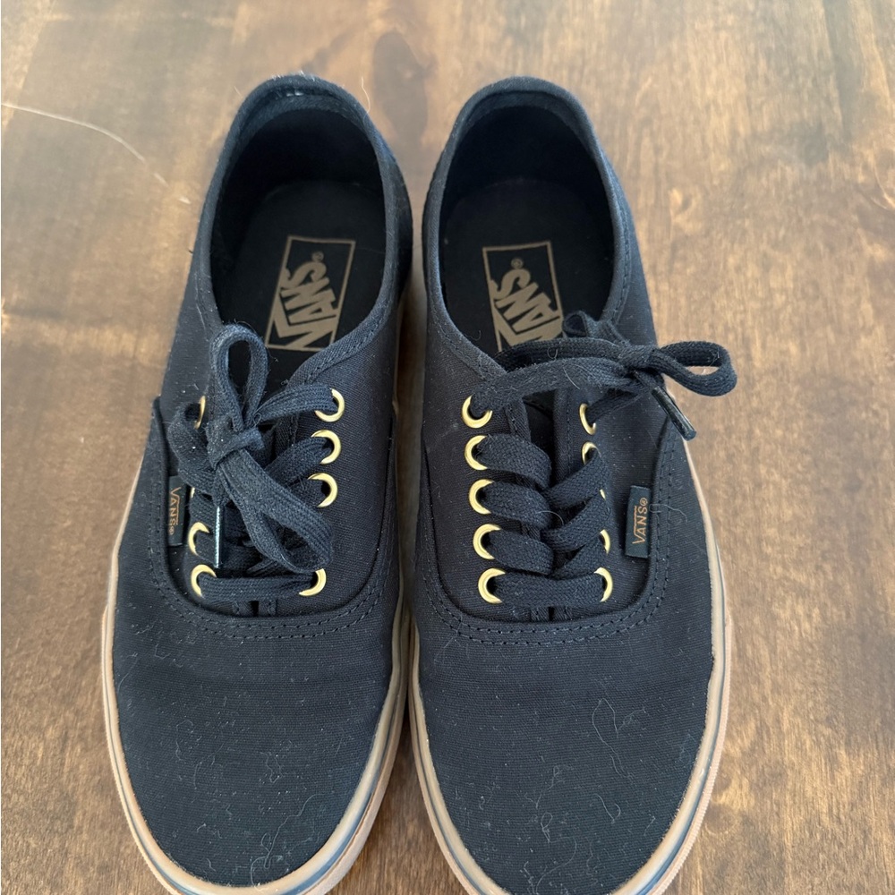 Vans Black Sneakers with Gold Accents